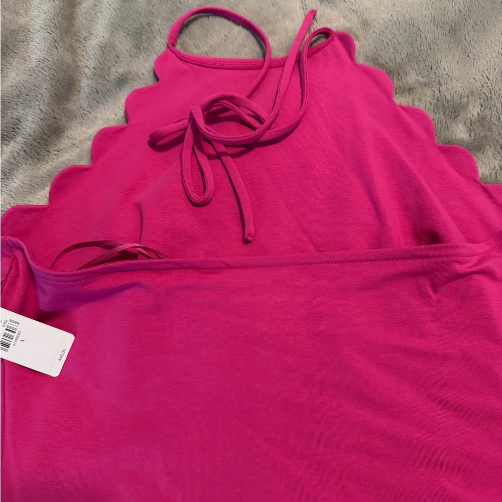 Pink Scalloped Halter Bodysuit - Picture 4 of 7